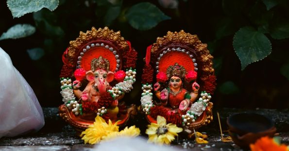 Idols of Lakshmi and Ganesha